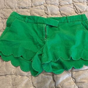 J. Crew High Waist Green Scalloped Shorts